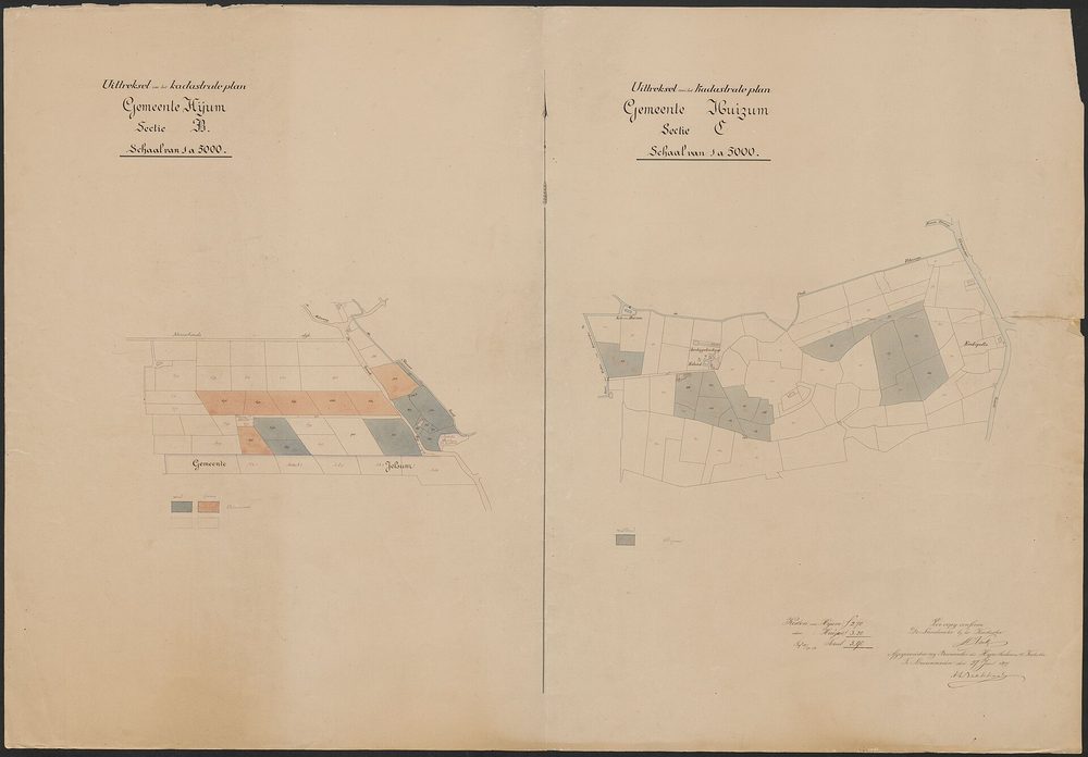 An old surveyor's plan opened flat